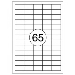 Pašlīmējošas uzlīmes Rillprint 38x21.2mm, 65 gab/loksnē, 100 lapas, baltas