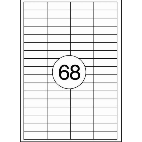 *Pašlīmējošas uzlīmes Rillprint 48.5x16.9mm, 68 gab/loksnē, 100 lapas, baltas