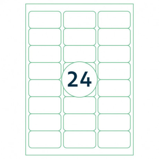 *Pašlīmējošas uzlīmes Rillprint 63,5x33,9mm, 24 gab/loksnē, 100 lapas, baltas