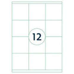 *Pašlīmējošas uzlīmes Rillprint 70x70mm, 12gab/loksnē, 100 lapas, baltas