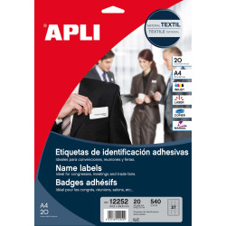 Бейджи Apli 12252, White, Съемные, Не Оставляющие Следов