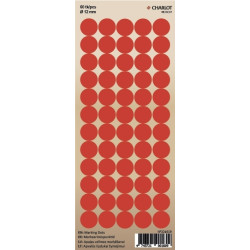Pašlīmējošas uzlīmes marķēšanai Charlot Ø12mm 60gab/lapā, apaļas, sarkanas