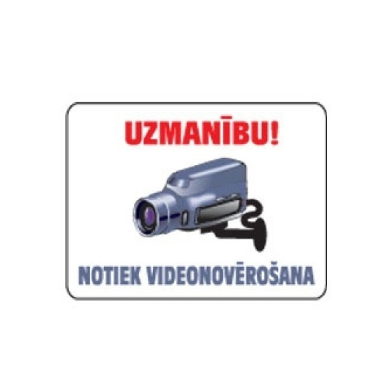 Наклейка Videonovērošana Высокой видимости, White.