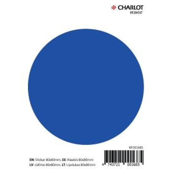 Apaļas uzlīmes Charlot 80mm, zilas