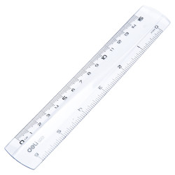 Lineāls Deli 15cm, plastmasas, caurspīdīgs