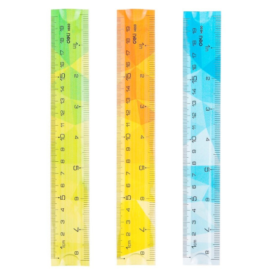 Lineāls Deli H650 20cm, EcoPVC, elastīgs, caurspīdīgs, asorti