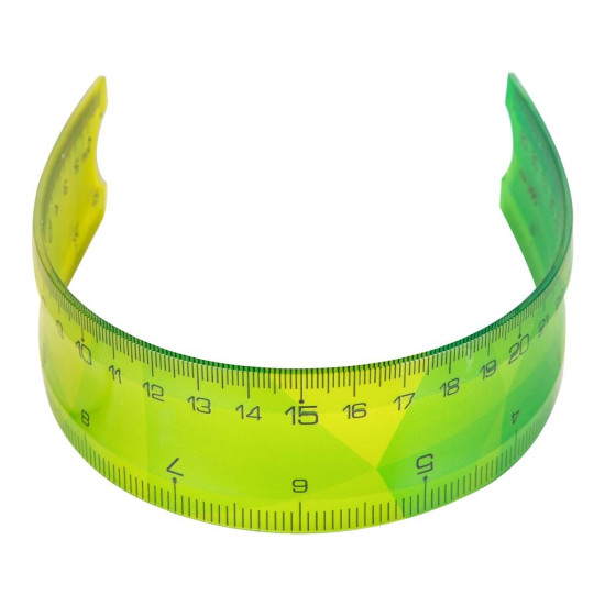 Lineāls Deli H651 30cm, EcoPVC, elastīgs, caurspīdīgs, asorti