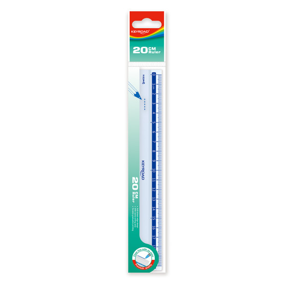 Lineāls Keyroad 20cm, plastmasas, caurspīdīgs, iepakojumā