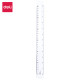 Lineāls Deli 30cm, plastmasas, caurspīdīgs