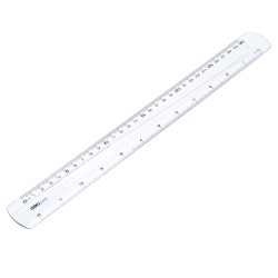 Lineāls Deli 30cm, plastmasas, caurspīdīgs