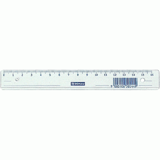 *Lineāls Donau 16cm, plastmasas, caurspīdīgs