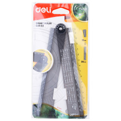 Lineāls Deli 15-30cm, plastmasas, saliekams, dūmu