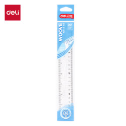 Lineāls Deli Woowe 20cm, plastmasas, caurspīdīgs