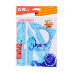 *Lineālu komplekts Deli 3gab/iep, lokans, caurspīdīgi zils