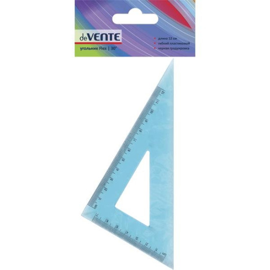 *Trīsstūris deVente Flex, 30°, 12cm, caurspīdīgs, zils