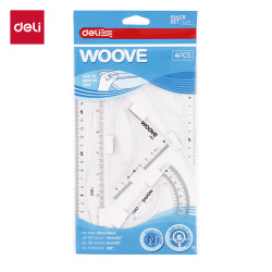 Lineālu komplekts Deli H12 Woowe 4gab/iep., plastmasas, caurspīdīgs